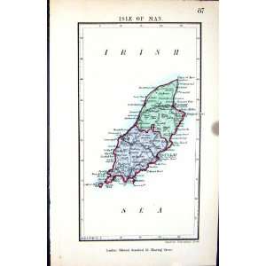   Map 1885 Isle Man Douglas Bradda Port Erin Irish Sea