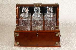 Regency Walnut Tantalus Set Glass Bottle Perfume Liquor  