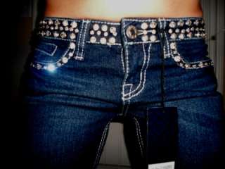 Blue Faith Low Blinged Out Crystal Studded Waist Stretch Skinny Jeans 