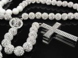 Mens Womens Swarovski Crystal Shamballa Rosary Chain Necklace New 28 