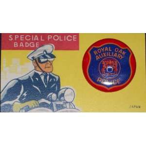  Michigan Royal Oak Auxiliary Police Tin Litho Badge, 1960s 