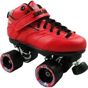 com Sure Grip Rebel Speed Skates   Red Leather Boots with Black Rebel 