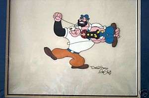 ORIGINAL CEL OF POPEYE AND BLUTO   SIGNED   CIRC. 1983    