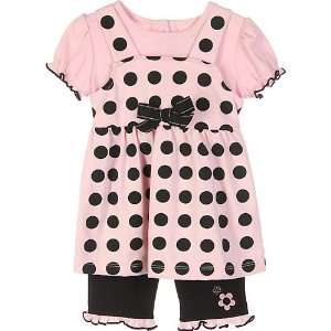  Little Lass Pink & Black Polka Dot Capri Set Baby