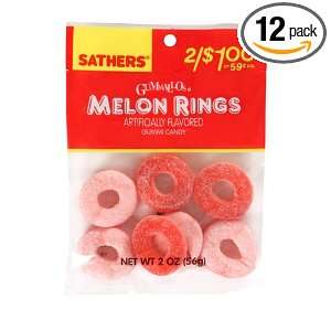Sathers Melon Rings, 2 Ounce Bags (Pack Grocery & Gourmet Food