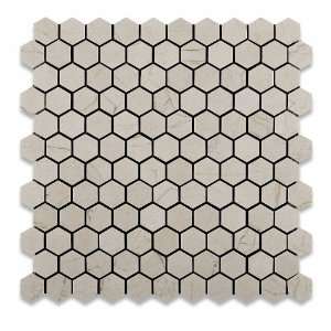  Crema Marfil Marble Polished 1 Mini Hexagon Mosaic Tile 