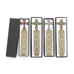   of 4 Decorative Cross Bookmarks Pewter Iron Marker