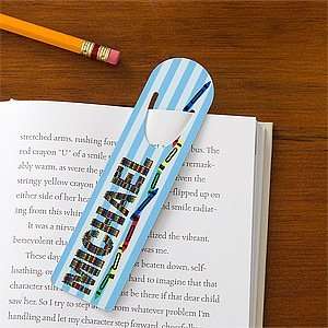  Personalized Boys Bookmarks   Crayon Letters Office 