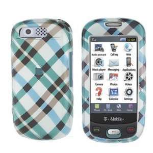  BLUE WITH BROWN CROSS PLAID CHECK SNAP ON HARD SKIN SHELL 