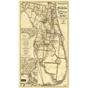  Reproduction of an 1891 Map of Florida by Matthews 