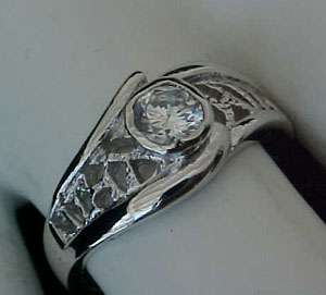   carat WHITE GOLD ep Pierced Filigree Textured Wedding Ring Sz8  