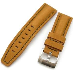  Vintage Tan Calf Pilot Watch Strap in Breitling Style 