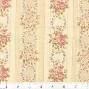  45 Wide Mary Rose Antique Floral Stripe Peach Rose 
