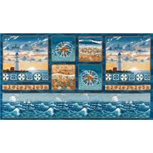  44 Wide Sea Quilts Scenic Panel Blue Fabric By The Panel 