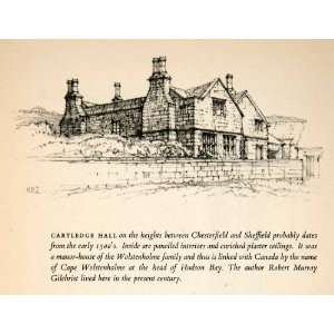  1950 Print Cartledge Hall House Brick Stone Road 