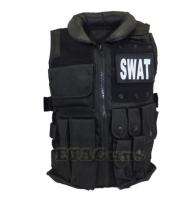   Black SWAT Tactical Combat Vest Holster Balaclava Knee Pads Package