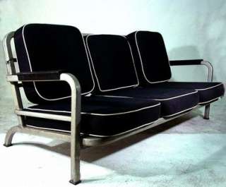 1940s Emeco Square Tube Aircraft Aluminum Sofa  