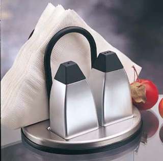 KITCHEN & TABLE Stainless Steel Napkin Holder with Salt and Pepper 