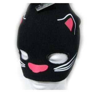   Kitty Cat Beanie   Face Mask   Rave Dance Accessories 