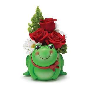  Sir Hops a Lot Planter/container Happy Frog w/ Red Bow 