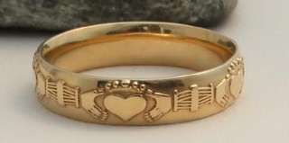   Gold Irish Claddagh Wedding Ring Band Made in Ireland by Boru  