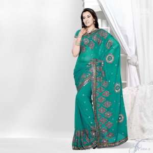 Designer Georgette fabric saree with Dhupian and Brocade Fabric border 