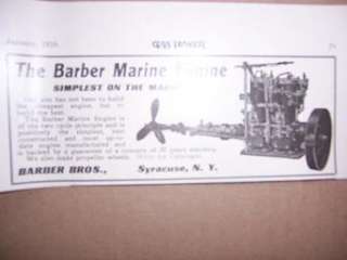 1910 Barber Bros Marine Engine Ad Syracuse New York n  