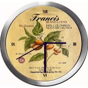   FRANCIS 14 Inch Coffee Metal Clock Quartz Movement