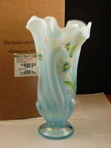 Fenton 9 3/4 Aquamarine Swung Vase Mint in Box #12 706  