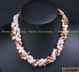 CULTURED FRESHWATER PEARL NATURAL CRYSTAL BEAD NECKLACE  