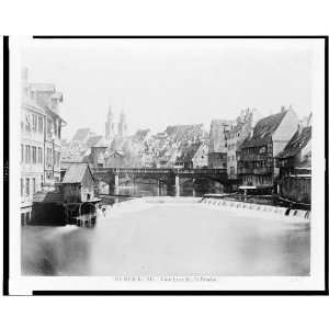  Nuremburg,Karls Brucke,Karlbrucke,Pegnitz River 1860s 