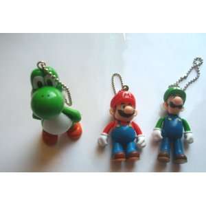  Super Mario Bros. Yoshi Mario Luigi Mascot Key Chain Set 