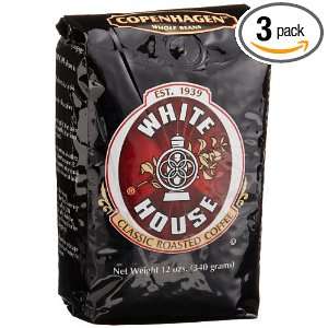 White House Roasted Coffee, Copenhagen (Whole Bean), 12 Ounce Bags 