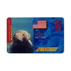  Collectible Phone Card $100. Manatee Swimming Endangered 
