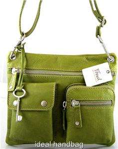 NWT FOSSIL SUTTER GREEN LEATHER SLING CROSSBODY BAG  