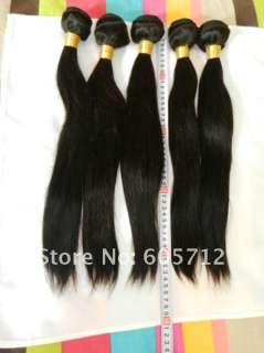 16inch Remy Brazilian Virgin Hair Weft Extension Nature Black 100g 