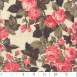  58 Wide Brushed Sweater Knit Roses Cream Fabric By The 
