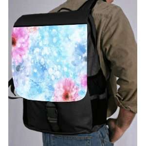 Pink Flowers on Blue Back Pack   School Bag Bag   Laptop Bag  Book Bag 