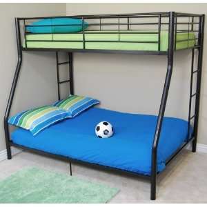    Twin Full Size Metal Bunk Bed in Black Finish