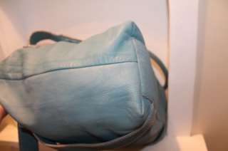 INNUE Made In Italy L Supple Pebbled Aqua Blue Leather Satchel 