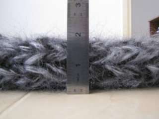 4cm SUPER THICK HAND KNITTED BLACK GREY BIG MOHAIR TURTLENECK SWEATER 