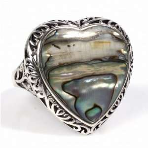 STERLING SILVER RING with Abalone 26mm Jewelry