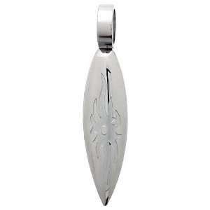 Surgical Stainless Steel Surfboard Tribal Sun Design Pendant w/ 30 