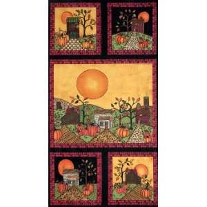  44 Wide Harvest Moon Panel Black Fabric By The Panel 