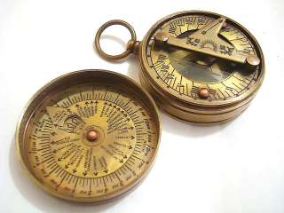 Brass Sundial Compass   Pocket Sundial Compass  