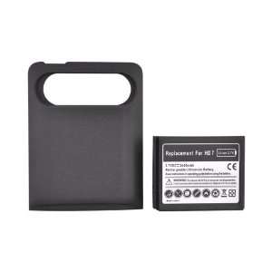    BLACK Extended Battery 2400mAh w Hard Door For HTC HD7 Electronics