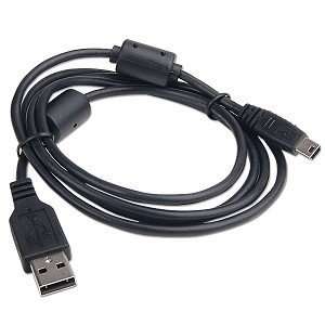   USB A to 5 pin USB Mini B Cable w/Ferrite Bead (Black) Electronics