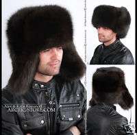 Real Brown Fox Fur Hat Genuine Ushanka Mountain Mens  