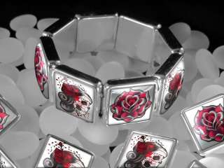 Dia De Los Muertos Rose Dead Girl Charm Bracelet BRS 20  