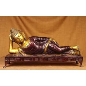  Miami Mumbai Reclining Buddha Brass StatueBR117